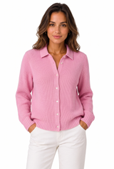 Women's Classic Button-Front Knit Cardigan, on model, front view
