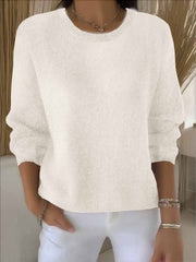 Women's Long-Sleeve Everyday Knit Sweater in Apricot