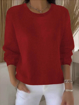 Women's Long-Sleeve Everyday Knit Sweater in Red, on model