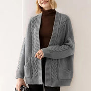 Women's Long-Sleeve Knit Cardigan in Grey