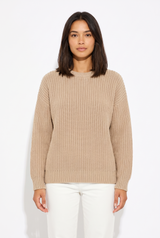 Women's Crewneck Ribbed Oversized Sweater, on model, front view