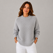 Women's Crewneck Ribbed Oversized Sweater in Grey