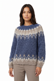 Women's Fair-Isle Crewneck Sweater in Blue