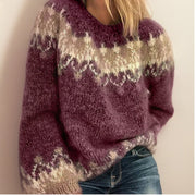 Women's Fair-Isle Crewneck Sweater in Red