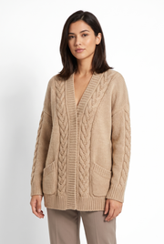 Women's Long-Sleeve Knit Cardigan in Khaki