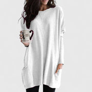 Women's Longline Oversized Pocket Sweater in White