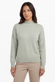Women's Mock-Neck Ribbed Knit Sweater in Light Green
