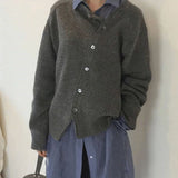 Women's Open-Front Oversized Cardigan in Grey, on model