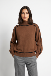 Women's Oversized Lantern-Sleeve Turtleneck Sweater in Brown