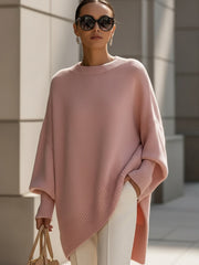 Women's Ribbed Oversized Drop-Shoulder Sweater in Pink