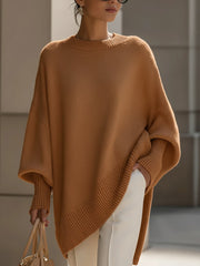 Women's Ribbed Oversized Drop-Shoulder Sweater in Brown