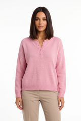 Women's V-Neck Ribbed Oversized Sweater, on model, front view